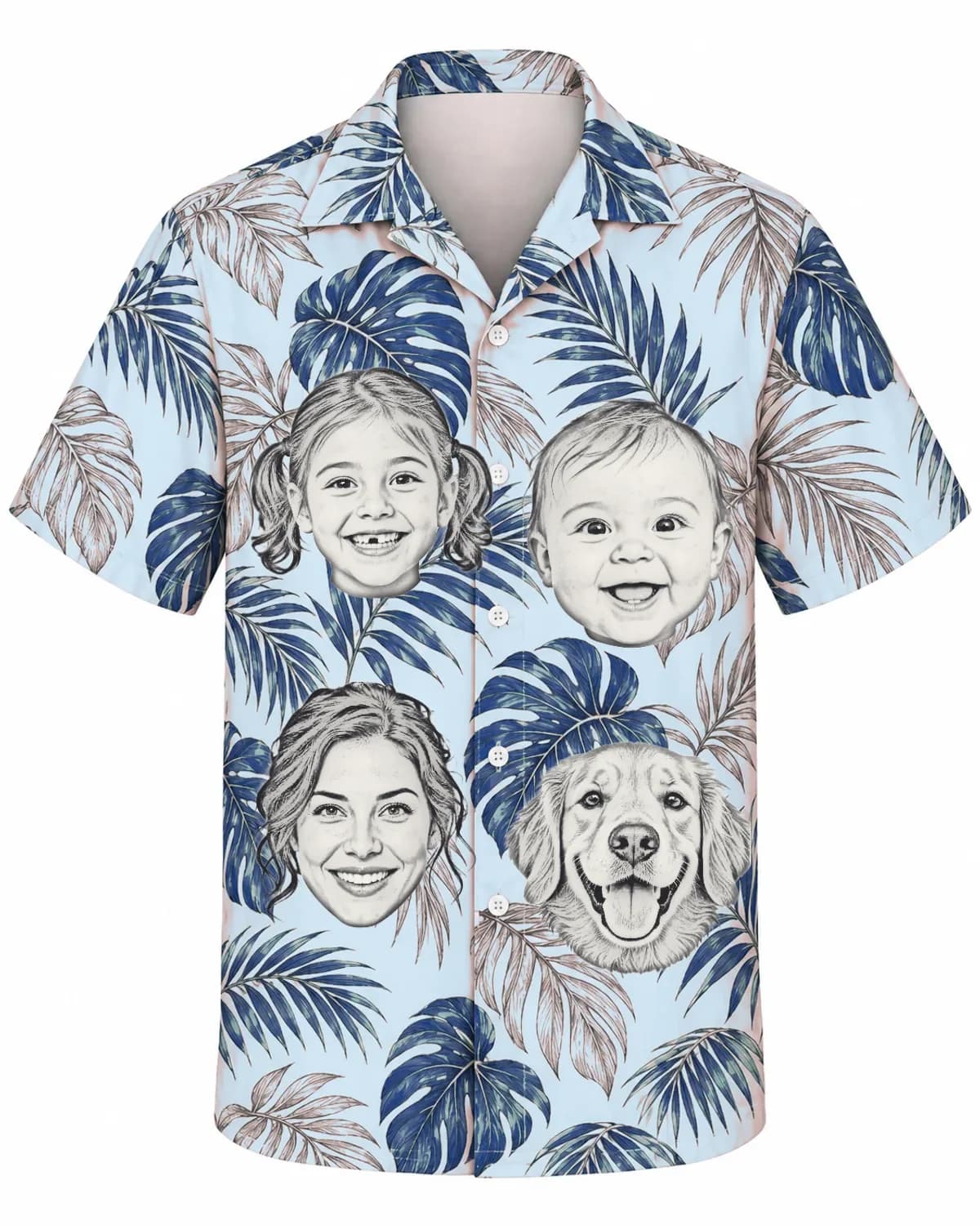 Pencil Sketch Palm Leaf Hawaiian Shirt thumb 3