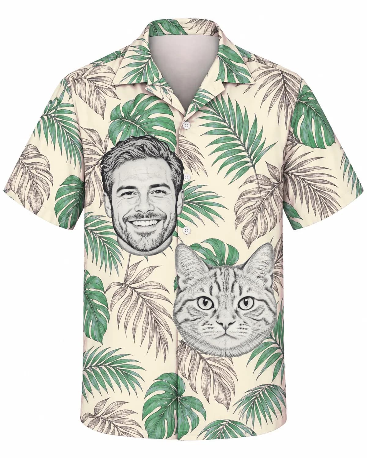 Pencil Sketch Palm Leaf Hawaiian Shirt thumb 4