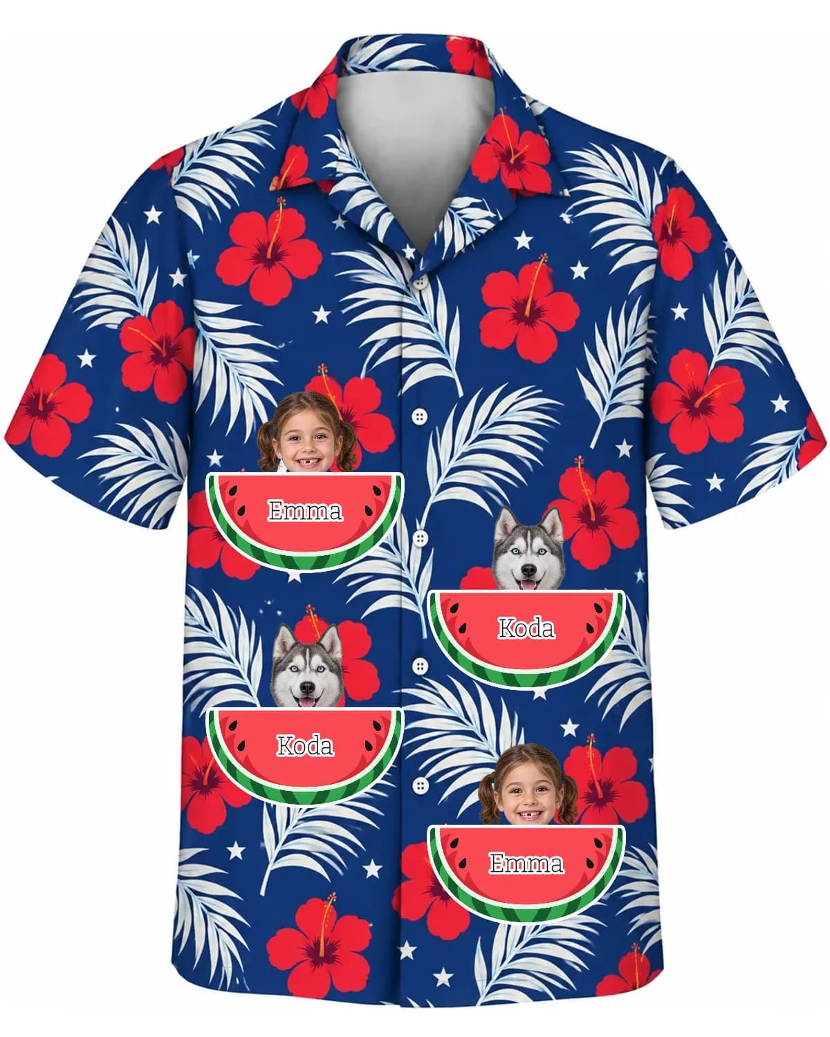 Custom Funny Face Icon Hawaiian Shirt thumb 4