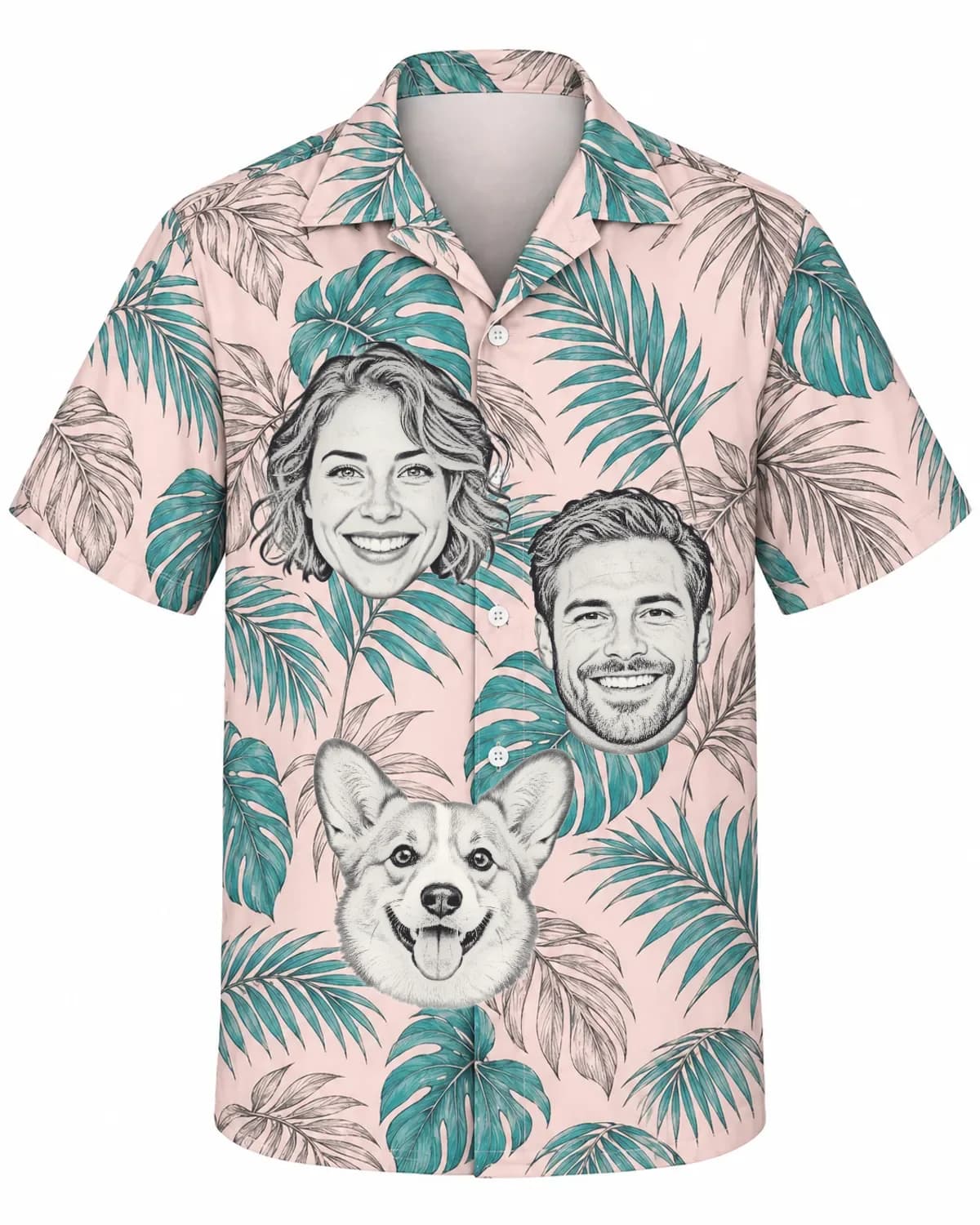 Pencil Sketch Palm Leaf Hawaiian Shirt