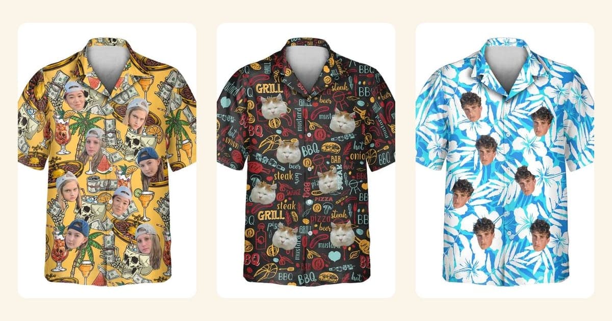 Casino Jackpot, BBQ Royale Night and Blue Hibiscus Breeze Hawaiian shirts, the designs the chatbots agreed on
