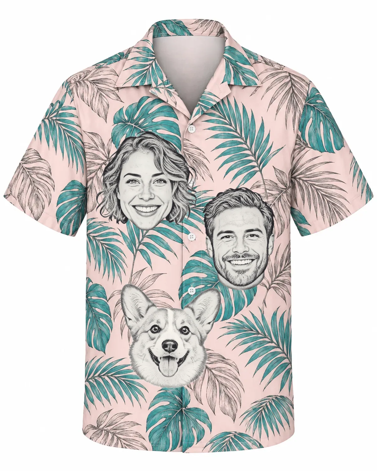 Pencil Sketch Palm Leaf Hawaiian Shirt